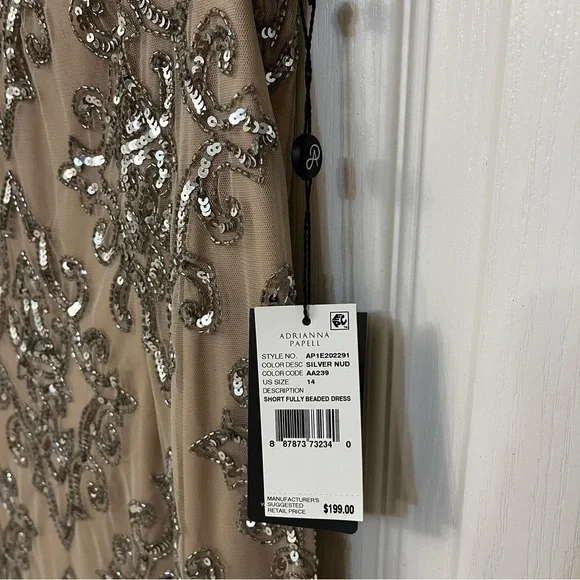 Adrianna Papell Tan and Silver Embellished Dress - Picture 10 of 12